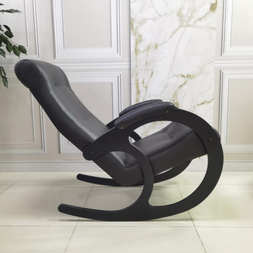 Кресло-качалка Неаполь Модель 3 (Венге-эмаль/Экокожа Коричневый Dundi 108)