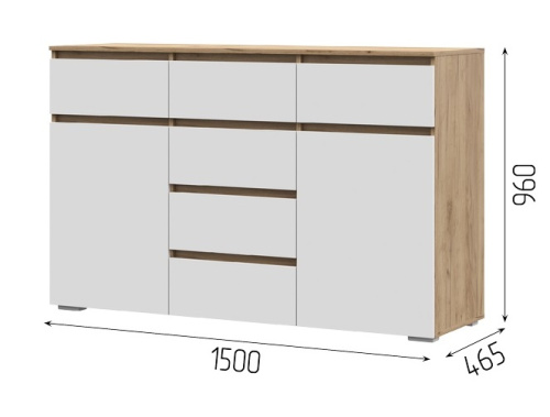 Комод Хелен 6 ящиков КМ 05 (Крафт золотой/Белый)